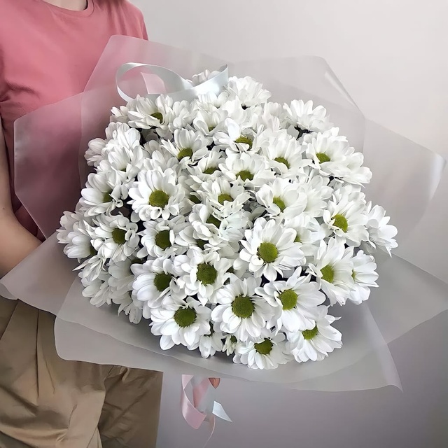 Букет з 9 білих хризантем 11 фото