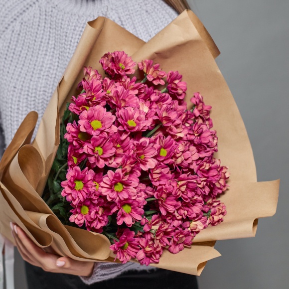 Букет из 9 розовых кустовых хризантем 7223 фото