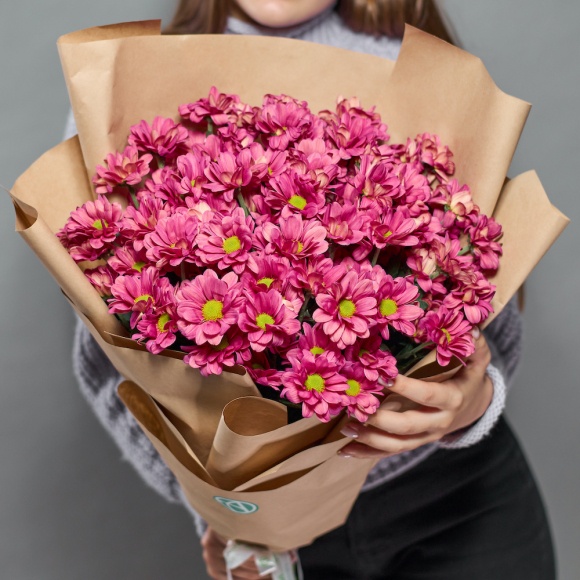 Букет из 9 розовых кустовых хризантем 7223 фото