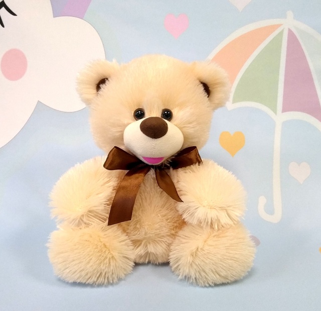 М'яка іграшка "Ведмідь Веселун" 22 см бежевого кольору 128871 фото