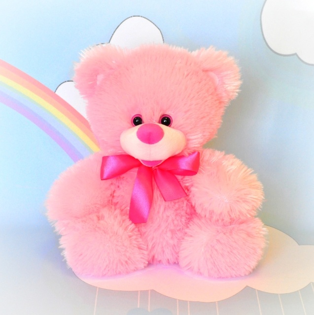 М'яка іграшка "Ведмідь Веселун" 22 см рожевого кольору 46917 фото