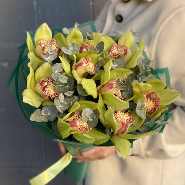 Букет із зелених орхідей 90012 фото